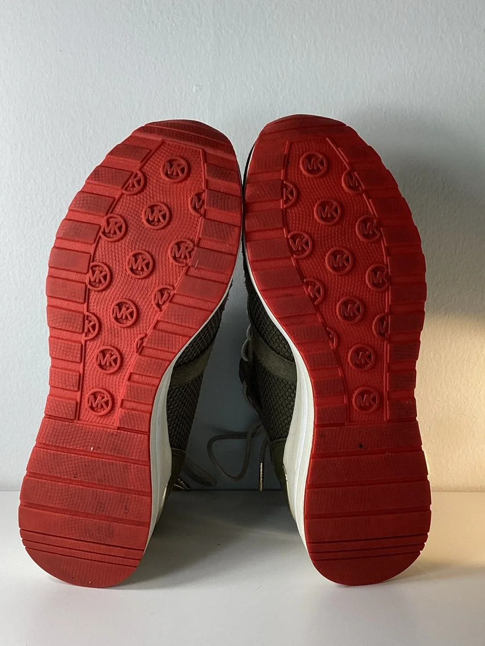 MICHAEL Michael Kors women’s Olive Green Sneakers with Red Soles